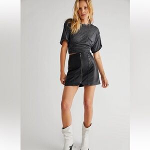 FREE PEOPLE NWT Layla Vegan Mini Skirt zipper front